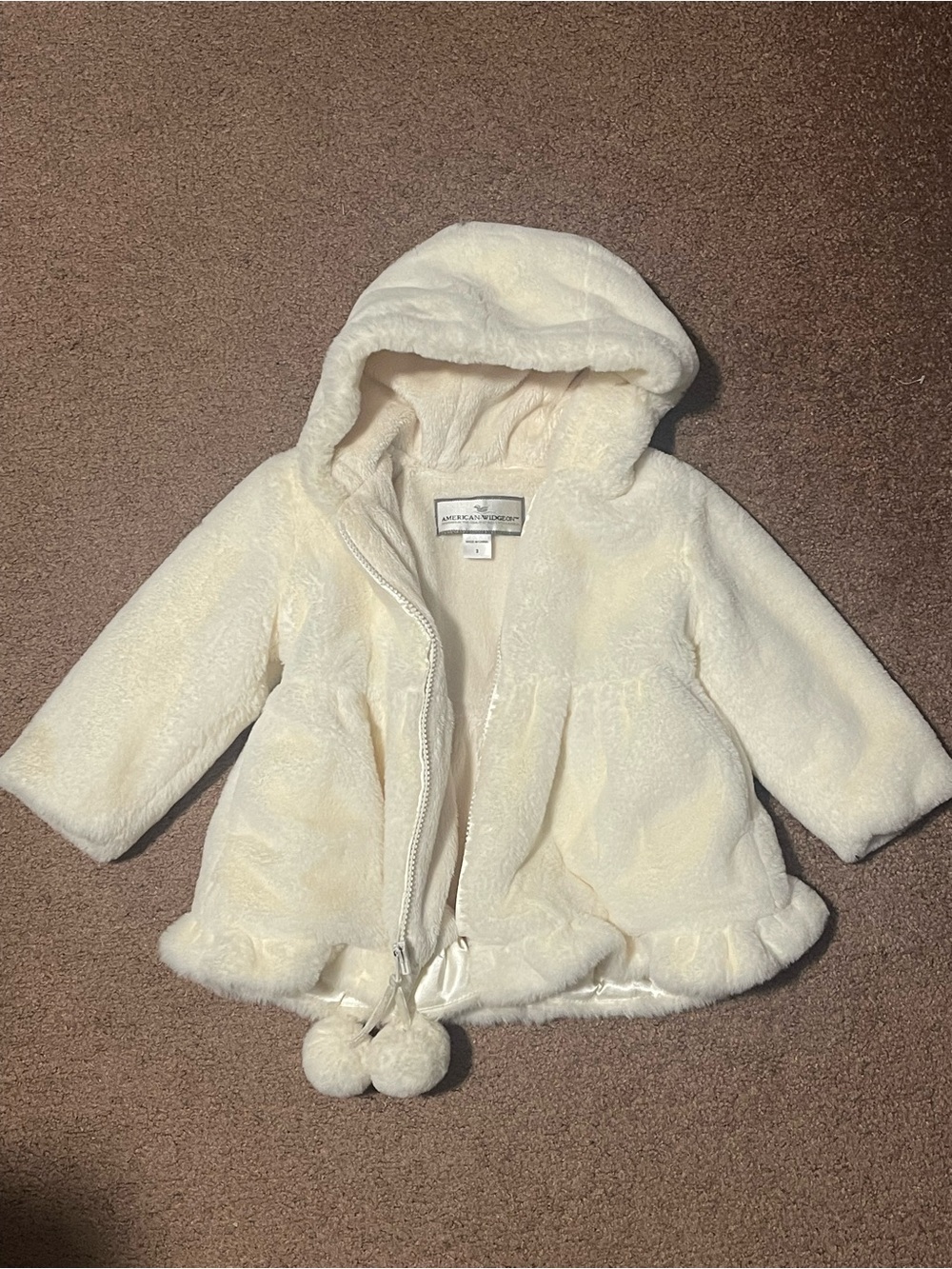 Cream Faux-Fur Hooded Baby Jacket